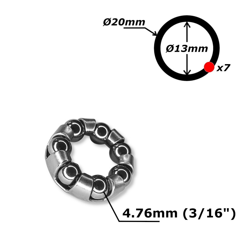 ROULEMENT CAGE A BILLES MOYEU AVANT 7 BILLES ROUE VELO 3/16 VTT