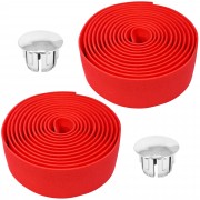 2x Ruban de cintre vélo ruban de cintre mousse confort EVA adhésif bouchon chromé cycle route fixie singlespeed, rouge