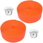 2x Ruban de cintre vélo ruban de cintre mousse confort EVA adhésif bouchon chromé cycle route fixie singlespeed, orange