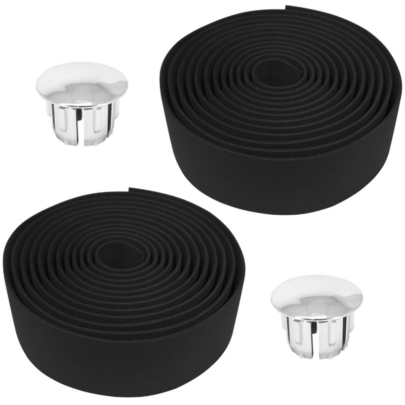 cyclingcolors 2x ruban de cintre vélo mousse confort EVA adhésif bouchon chromé cycle route fixie singlespeed, noir cyclingcolors 2x ruban de cintre vélo mousse confort EVA adhésif bouchon chromé cycle route fixie singlespeed, noir