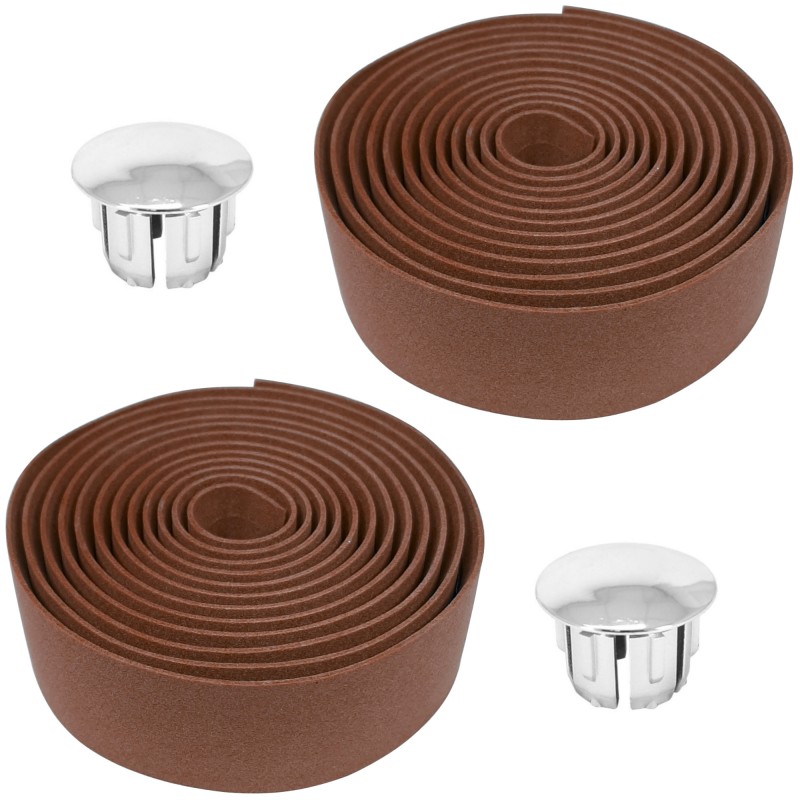 Gusti Guidoline En Cuir Véritable Marron – Ruban De Guidon Vélo Élégant Avec Bouchons Liège
