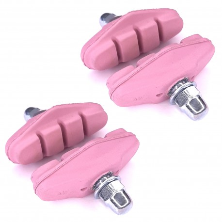 4x Patin de Frein Vélo 2 Paires 50mm Compatible avec Shimano Sram Cycle Route Course Ville Fixie VTC Jante, Rose