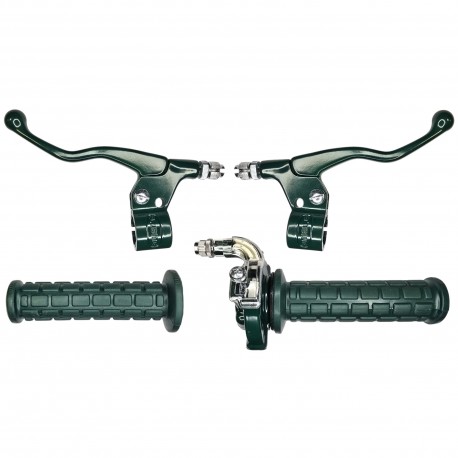 Kit Poignée Moto Mobylette Scooter Accélérateur Leviers Gauche Droit – Guidon 22 mm – Revêtements Caoutchouc, vert