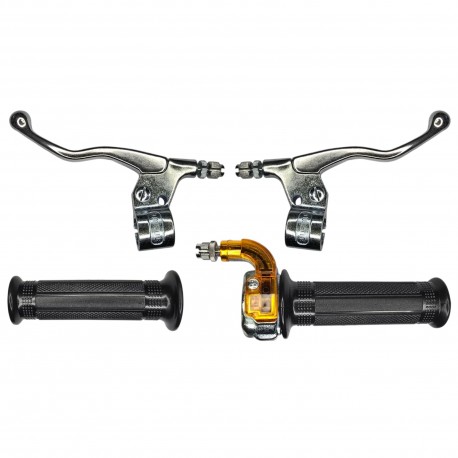 Kit Poignée Moto Mobylette Scooter Accélérateur Leviers Gauche Droit – Guidon 22 mm – Revêtements Caoutchouc, zinc