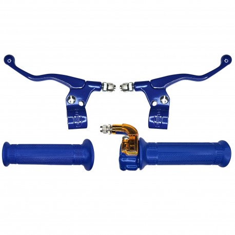 Kit Poignée Moto Mobylette Scooter Accélérateur Leviers Gauche Droit – Guidon 22 mm – Revêtements Caoutchouc, bleu