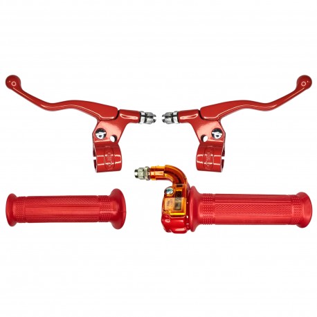 Kit Poignée Moto Mobylette Scooter Accélérateur Leviers Gauche Droit – Guidon 22 mm – Revêtements Caoutchouc, rouge