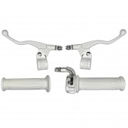 Kit Poignée Moto Mobylette Scooter Accélérateur Leviers Gauche Droit – Guidon 22 mm – Revêtements Caoutchouc, blanc