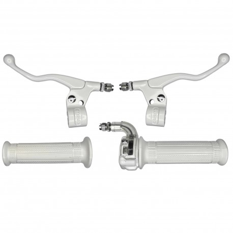 Kit Poignée Moto Mobylette Scooter Accélérateur Leviers Gauche Droit – Guidon 22 mm – Revêtements Caoutchouc, blanc