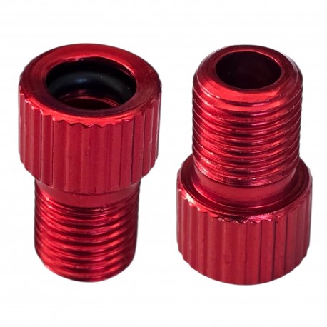2x Embout Adaptateur raccord connecteur Pompe vélo Valve Presta Dunlop Schrader Chambre à air Pneu compresseur, Rouge