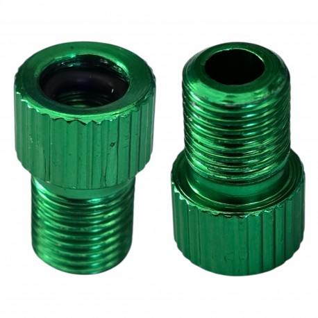 2x Embout Adaptateur raccord connecteur Pompe vélo Valve Presta Dunlop Schrader Chambre à air Pneu compresseur, Vert