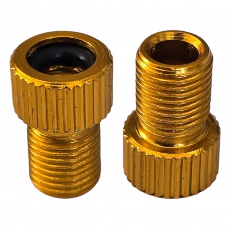 2x Embout Adaptateur raccord connecteur Pompe vélo Valve Presta Dunlop Schrader Chambre à air Pneu compresseur, Jaune